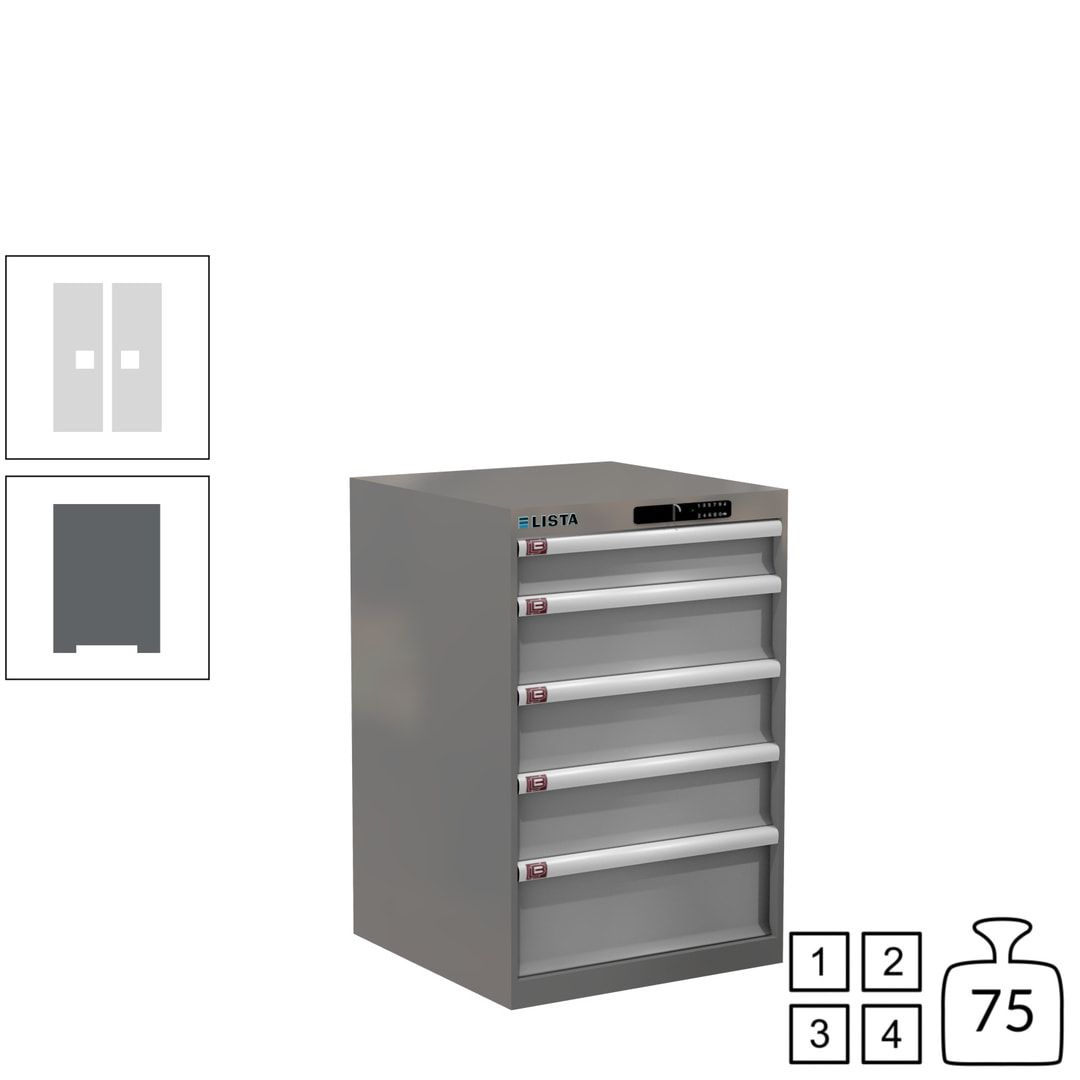 Lista Schubladenschrank - 14.256.010 - 850x564x572 mm (HxBxT) - 5 Schubladen - 75 kg - Key Lock - lichtblau (RAL 5012)