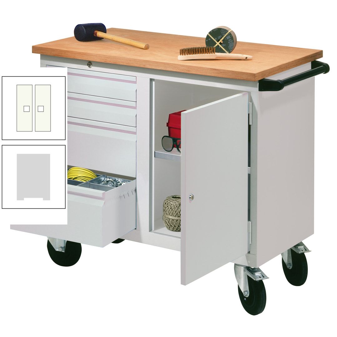 Mobile Werkbank - Werkstattwagen - 915 x 1.090 x 600 mm - 4 Schubladen und Schrankfach - anthrazitgrau