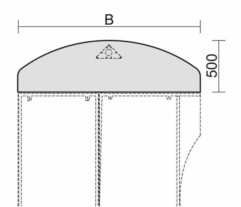 Anbautisch, halbrund, Stirnseite, Schreibtisch 4-Fuß Pro, höhenverstellbar, 680-820 x 1.600 x 500 mm (HxBxT), Gestell silber, Dekor Ahorn