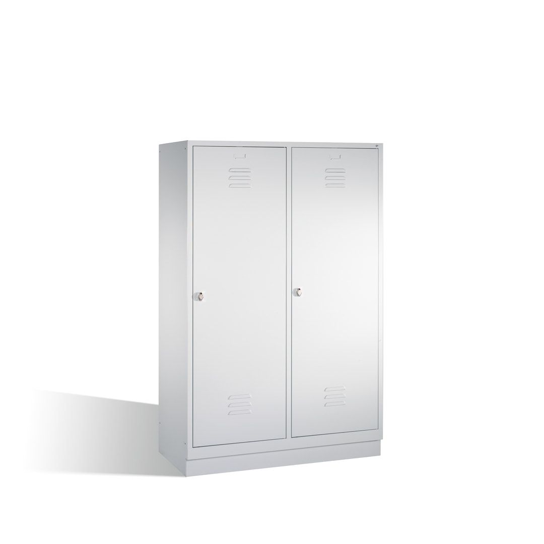 Doppel-Spind mit Großtüren, Garderobenschrank mit Sockel, 4 Abteile a 300 mm, Korpus anthrazitgrau, Tür anthrazitgrau, 1.800 x 1.190 x 500 mm (HxBxT)