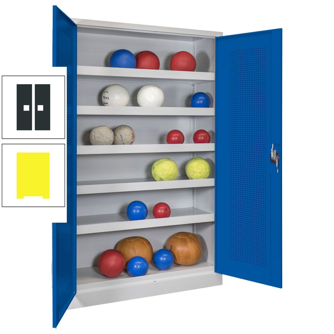 Ballschrank - Lochfeldtüren - 5 Böden - 1.950x1.200x500 mm (HxBxT) - anthrazitgrau