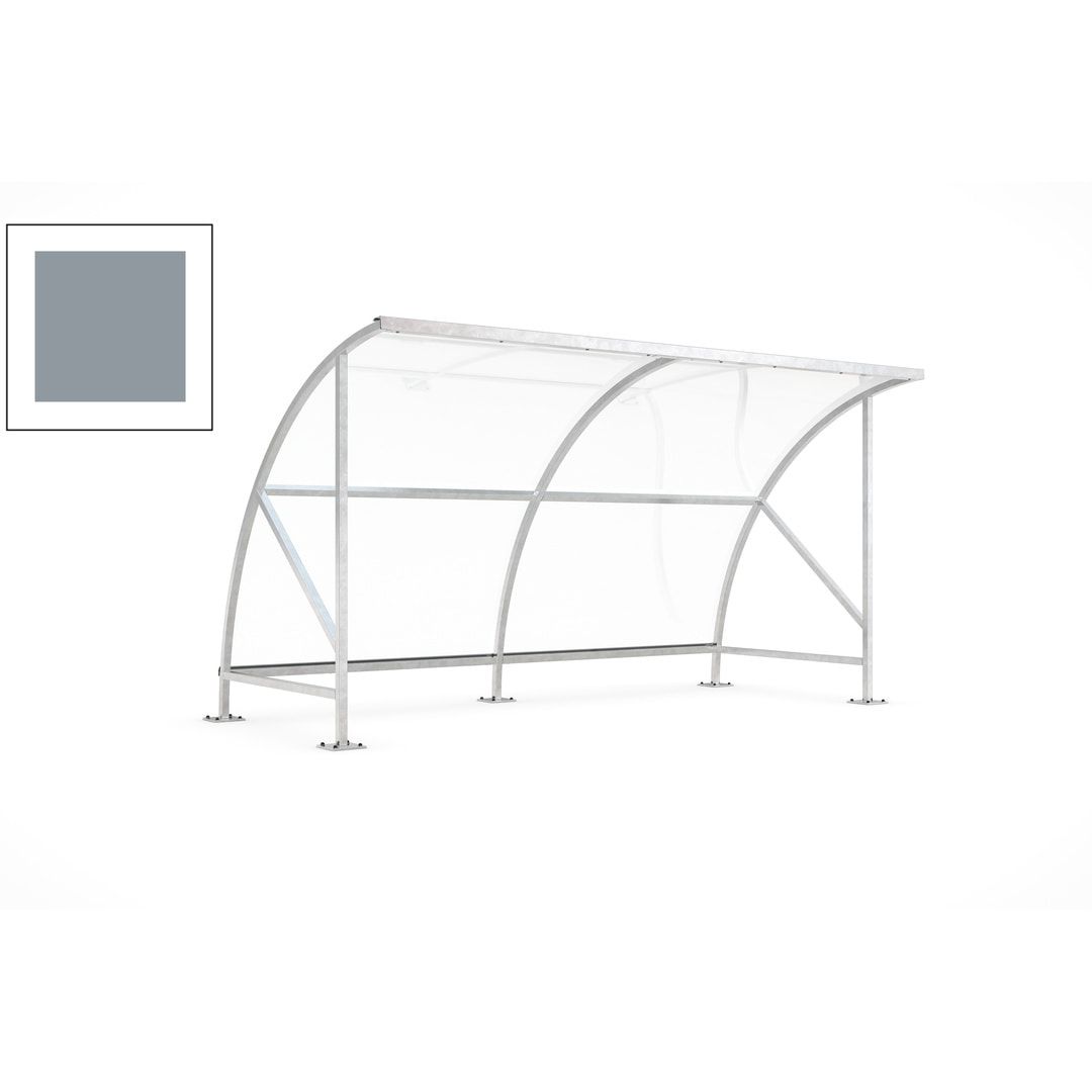 Fahrradunterstand - Fahrradgarage mit Bogendach - Stahl und Kunststoff - 2.290 x 4.130 x 2.100 mm (HxBxT) - Farbe Achatgrau