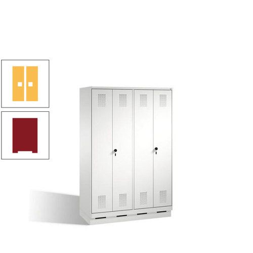 Doppel-Spind, Doppeltüren, Garderobenschrank mit Sockel, 4 Abteile a 300 mm, Korpus anthrazitgrau, Tür anthrazitgrau, 1.800 x 1.200 x 500 mm (HxBxT)