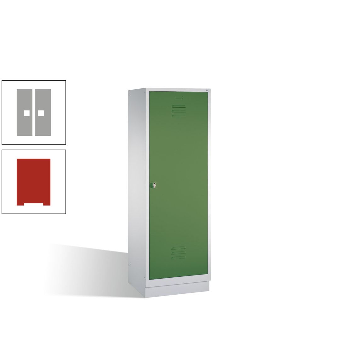 Doppel-Spind mit Großtür, Garderobenschrank mit Sockel, 2 Abteile a 300 mm, Korpus anthrazitgrau, Tür anthrazitgrau, 1.800 x 610 x 500 mm (HxBxT)