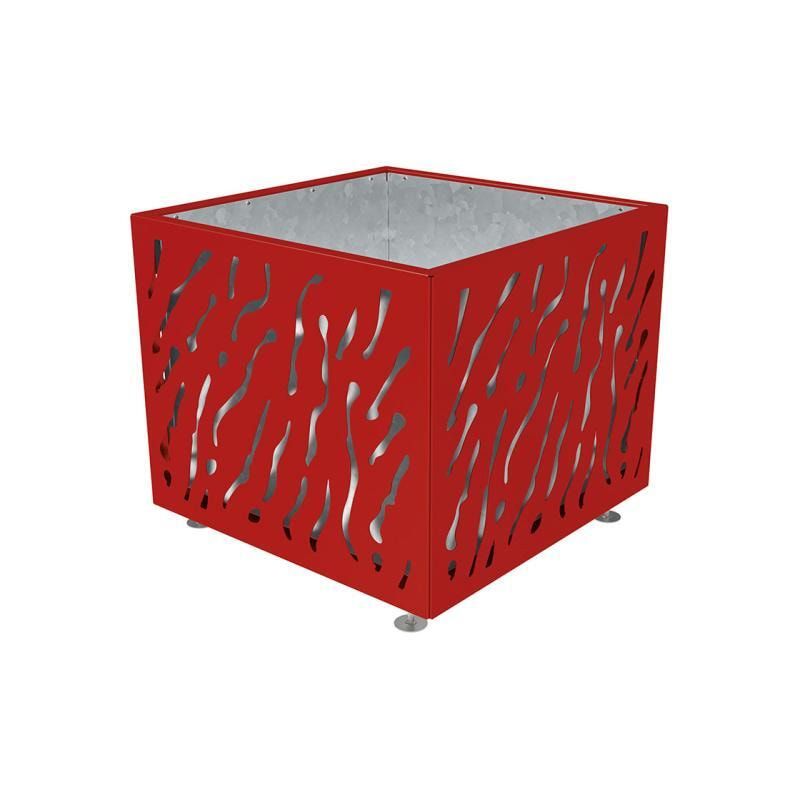 Pflanzbehälter, Stahlblech fvz, einfarbig, innen feuerverzinkt mit Verladungsgriffen, verstellbare Füße, 870 x 990 x 990 mm (HxBxT), enzianblau