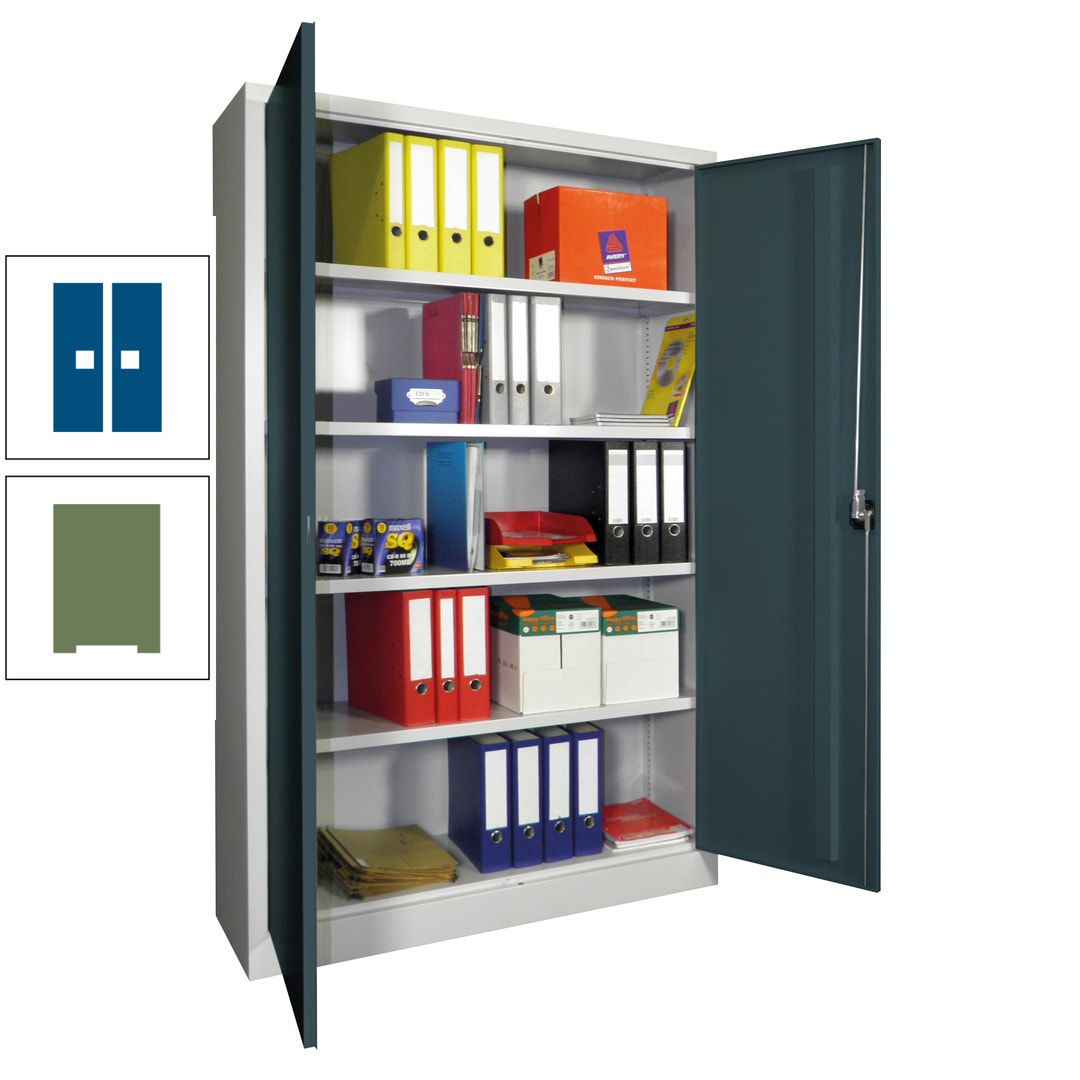 Aktenschrank - Vollblechtüren - 1.950x1.200x400 mm (HxBxT) - 4 Einlegeböden verzinkt - Zylinderschloss - anthrazitgrau