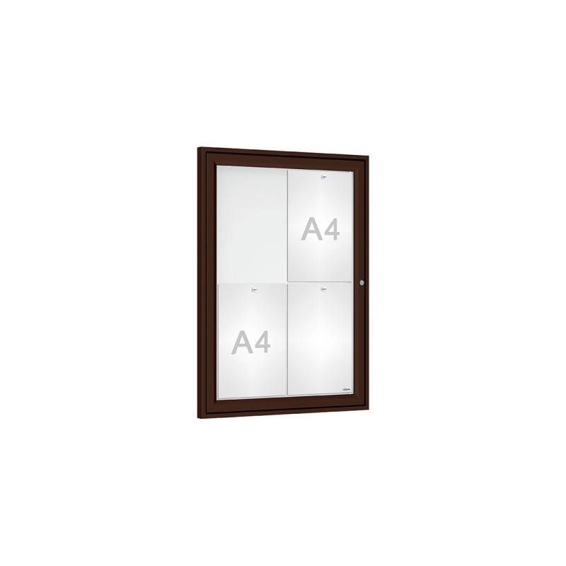 Schaukasten - Einflügeltür - 4xA4 - Hochformat - 750 x 550 x 30 mm (HxBxT) - enzianblau - Infokasten - Präsentationsvitrine