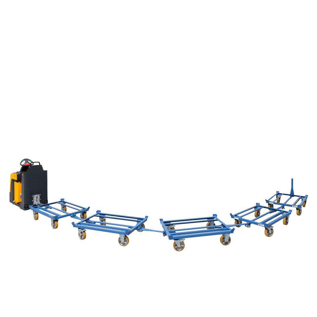 Fetra Palettenfahrgestell für Routenzug - Tragkraft 1.000 kg - 775 x 855 x 1.327 mm (HxBxT) - PU Rollen