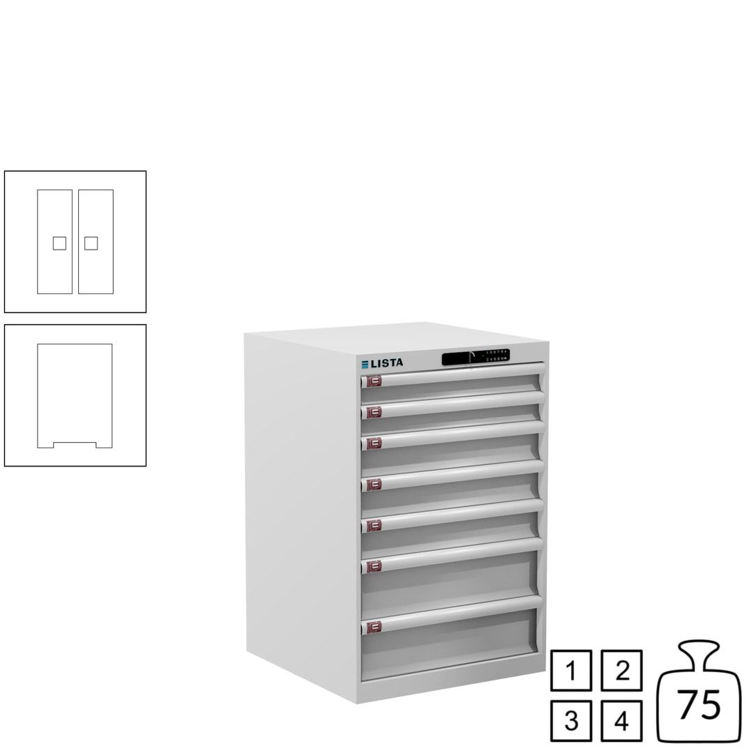Lista Schubladenschrank - 14.252.010 - 850x564x572 mm (HxBxT) - 7 Schubladen - 75 kg - Key Lock - lichtblau (RAL 5012)