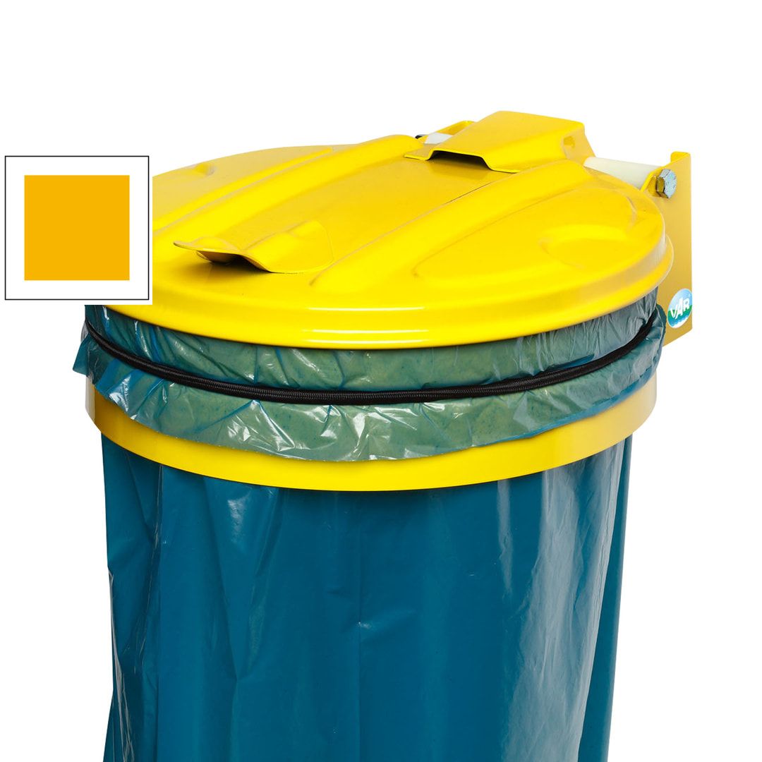 Müllsackhalter - Wandgerät mit Metall Deckel - für 120 l Säcke - 370 x 465 mm (BxT) - enzianblau