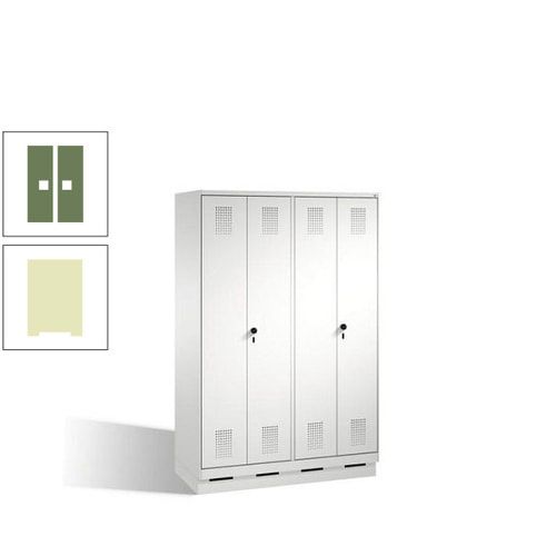 Doppel-Spind, Doppeltüren, Garderobenschrank mit Sockel, 4 Abteile a 300 mm, Korpus anthrazitgrau, Tür anthrazitgrau, 1.800 x 1.200 x 500 mm (HxBxT)