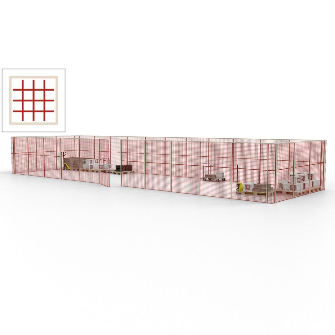 Maschinen Schutzgitter - Hallentrennwand - Sicherheitszaun - Tür - 42 m - 2.200 x 16.900 x 4.900 mm (HxBxT) - enzianblau