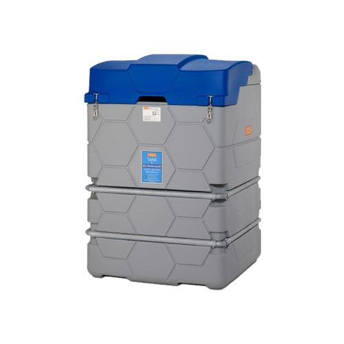 Mobile Outdoor AdBlue Tankanlage mit Klappdeckel - Tankstation mit Zapfpistole und Schlauchaufroller - Winterpaket - Volumen 1500 l