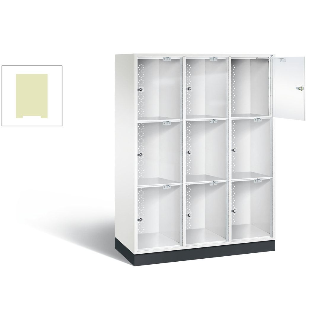 Schließfachschrank, Fächerschrank mit Türen aus Acrylglas, 2 Abteile, 6 Fächer, Zylinderschloss, 1.750 x 1.220 x 500 mm (HxBxT), Korpus anthrazitgrau