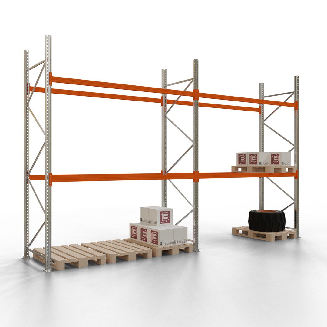 Palettenregal - 1,5 t - 3,5 x 5,7 x 1,1 m - 2 Felder - Schwerlastregal - VKfrei