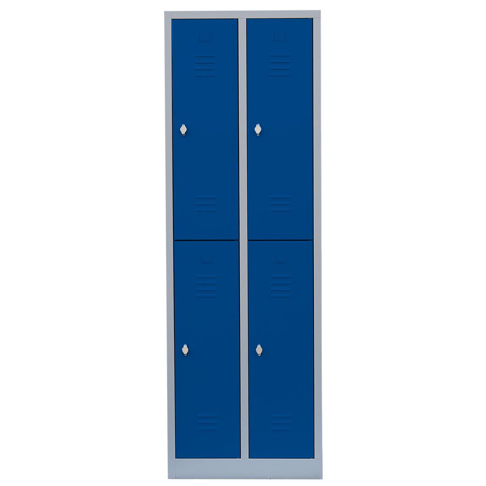 Garderobenschrank, Doppelstockspind, 2 Abteile, 4 Fächer, 1.800 x 600 x 500 mm (HxBxT), Stahl, Drehriegel, Korpus: lichtgrau, Front: anthrazitgrau