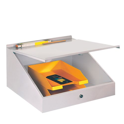 Stehpult, fahrbar - 2 Einlegeböden, 1 Schublade - Vollblechtür - Zylinderschloss - 1.330x500x500 mm (HxBxT) - anthrazitgrau