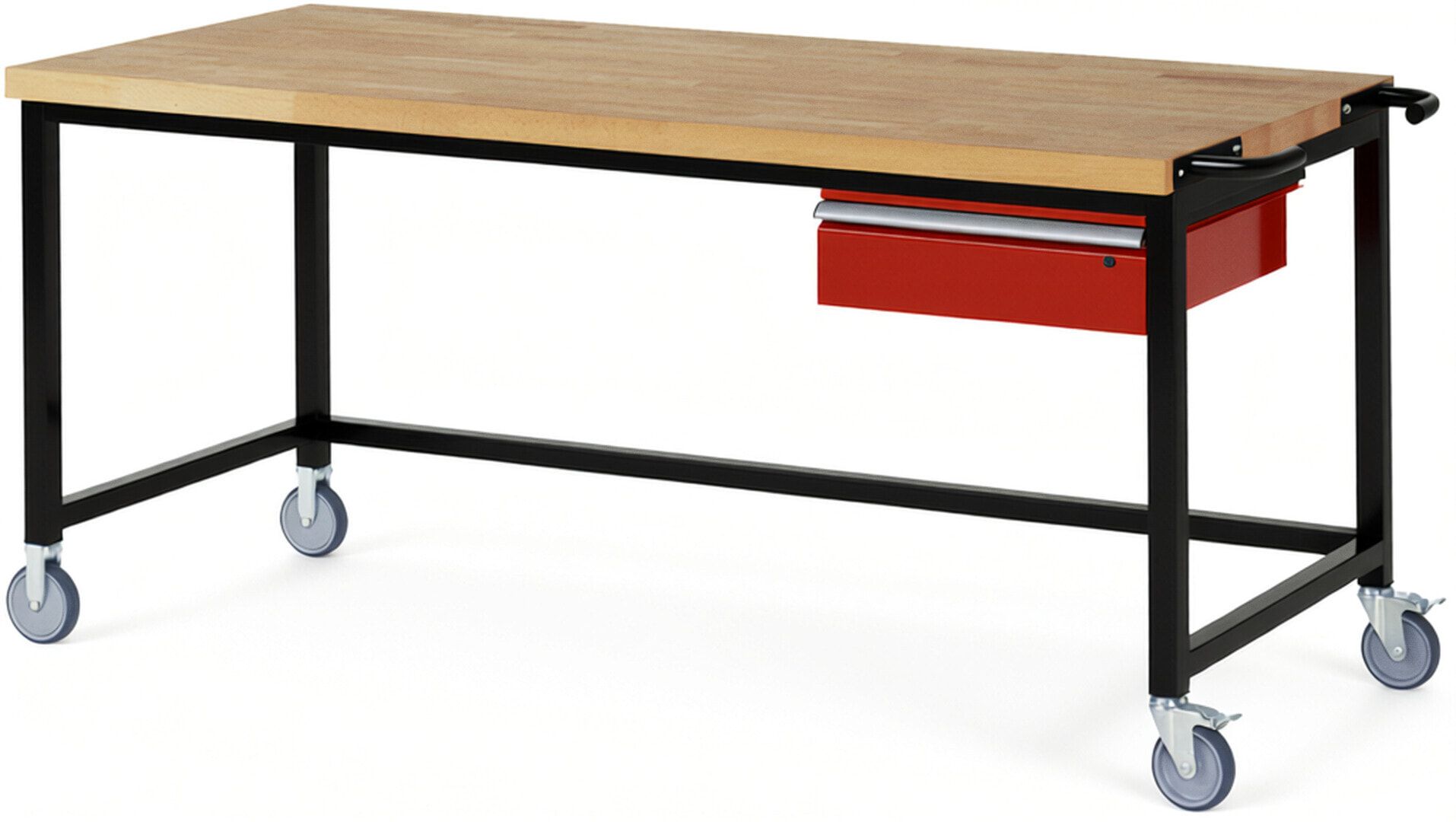 Mobile Werkbank mit 1 Schublade - 150:1 - höhenverstellbar 880-1.080 mm - 2.000 x 900 mm (BxT) - 450 kg - Buche - Anthrazitgrau