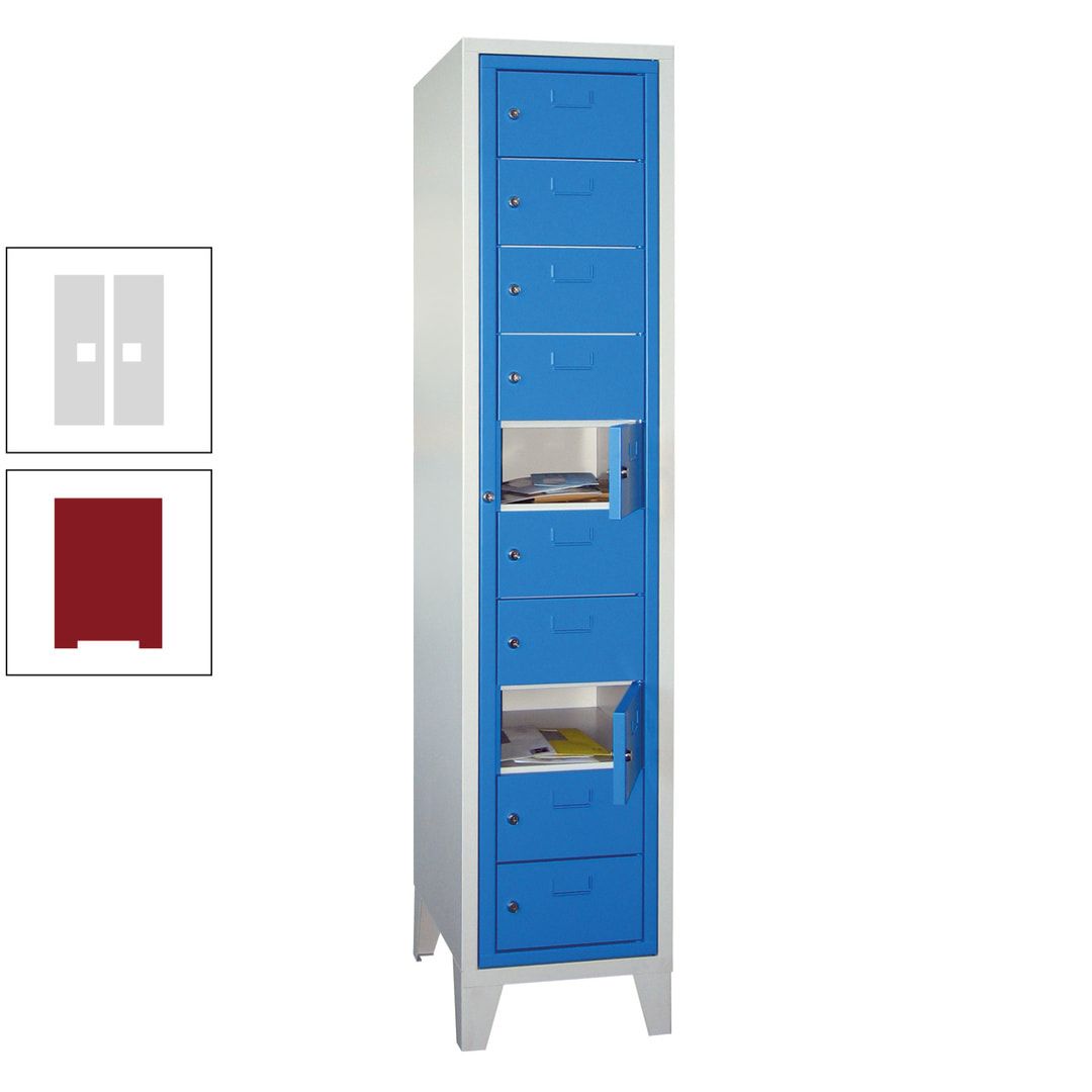 Schließfachschrank - Wäscheausgabeschrank - 10 Fächer a 315 mm - 1.850x400x500 mm (HxBxT) - Füße - Zylinderschloss - anthrazitgrau