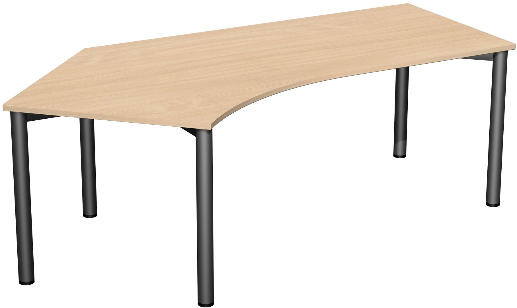 Winkel-Schreibtisch - Winkel links - 4-Fuß Flex - 720 x 2.166 x 1.130 mm (HxBxT) - Gestell anthrazit - Ahorn