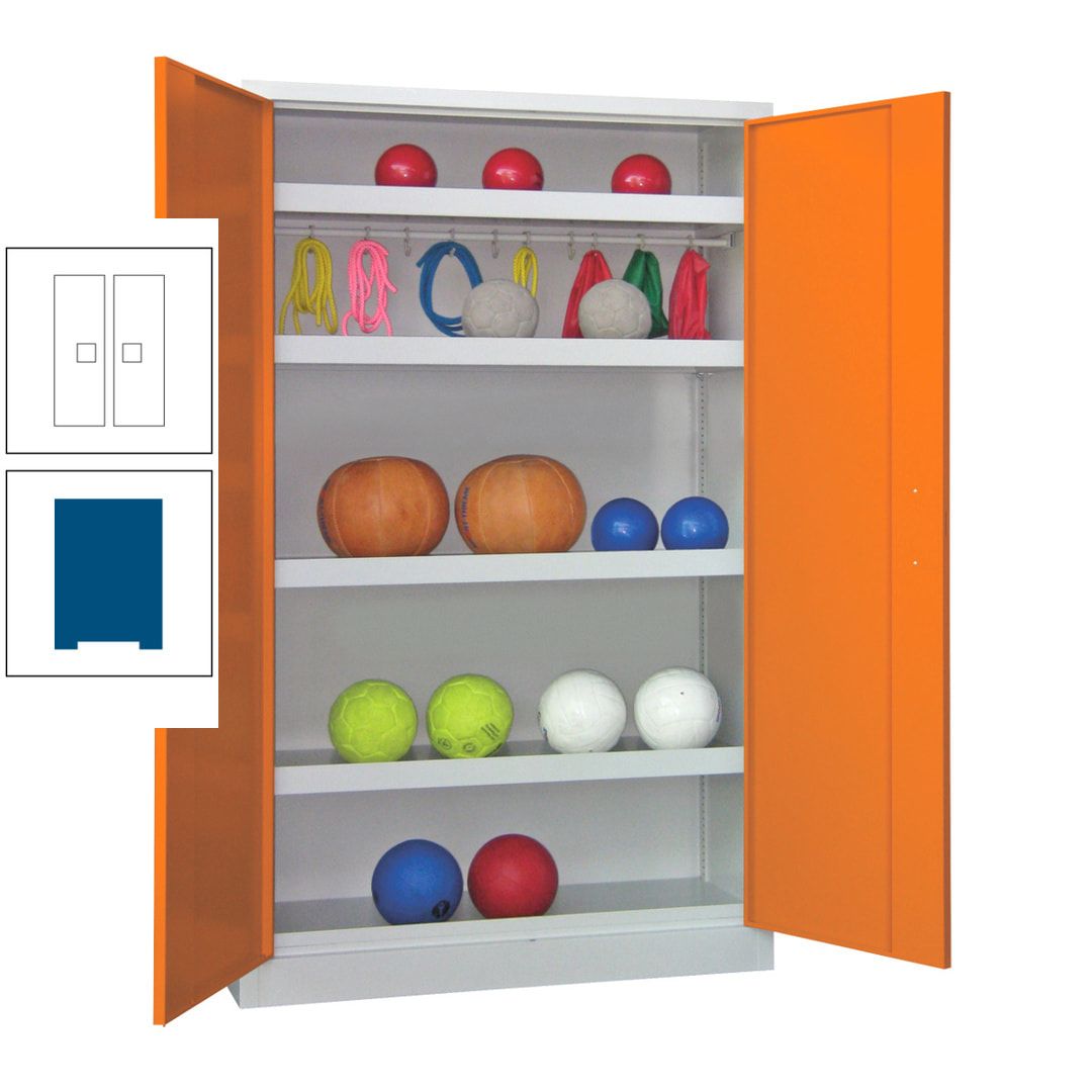 Ballschrank - Vollblechtüren - 4 Böden - 1 Hakenleiste - 1.950x1.200x500 mm (HxBxT) - anthrazitgrau