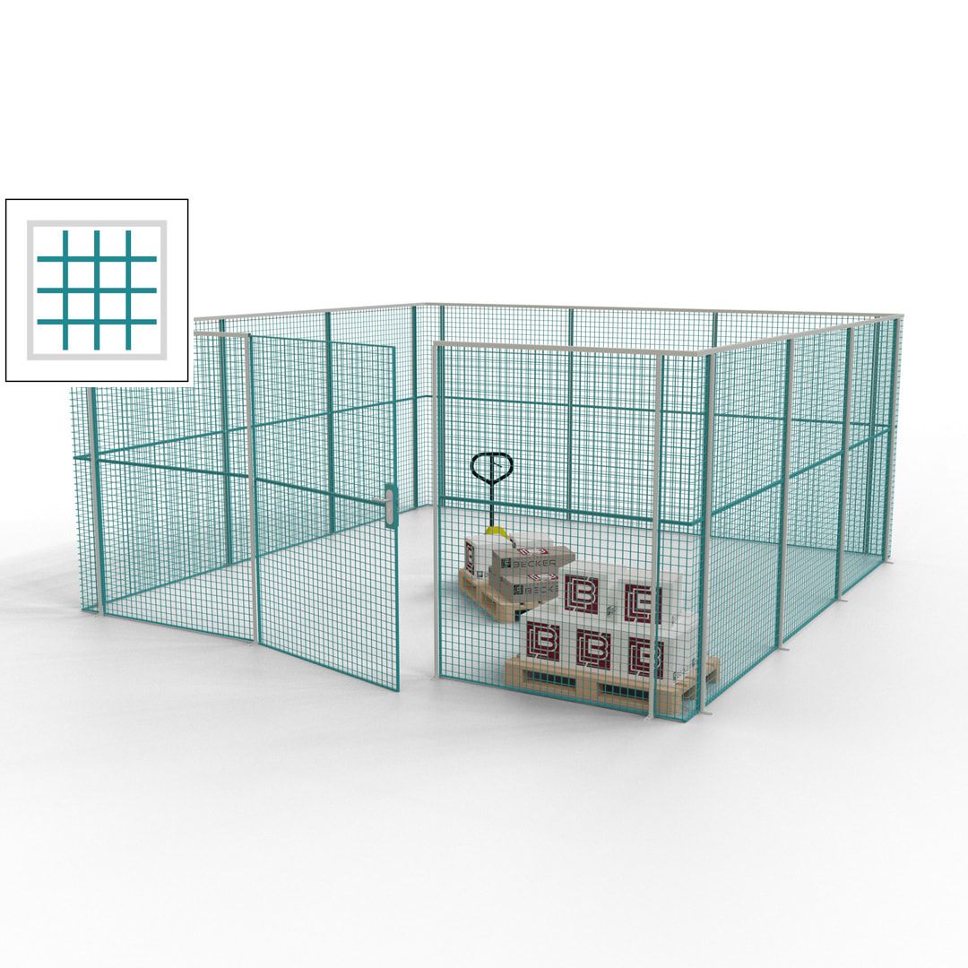 Maschinen Schutzgitter - Hallentrennwand - Sicherheitszaun - Tür - 18 m - 2.200 x 4.900 x 4.900 mm (HxBxT) - enzianblau