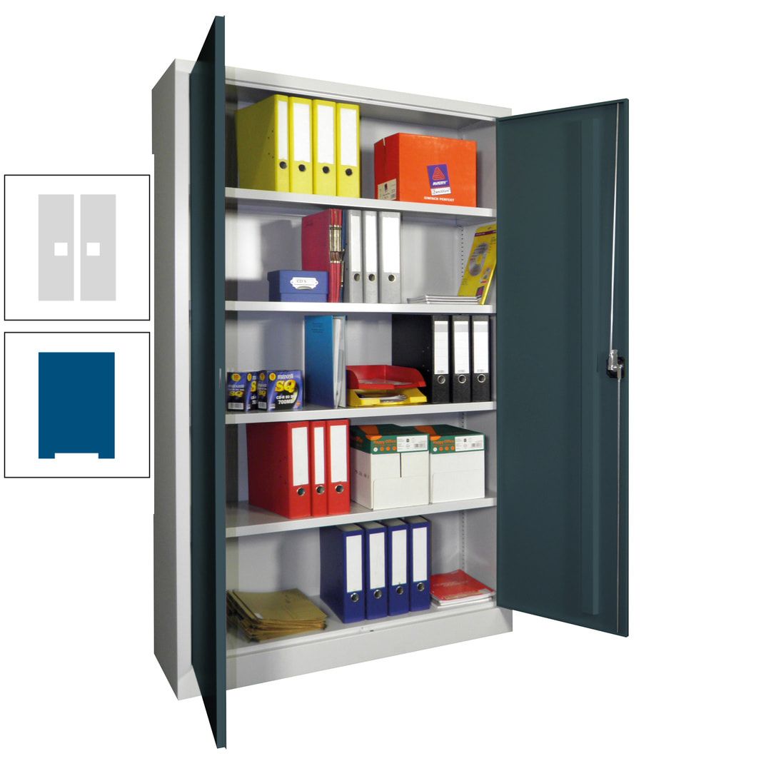 Aktenschrank - Vollblechtüren - 1.950x1.200x400 mm (HxBxT) - 4 Einlegeböden verzinkt - Zylinderschloss - anthrazitgrau