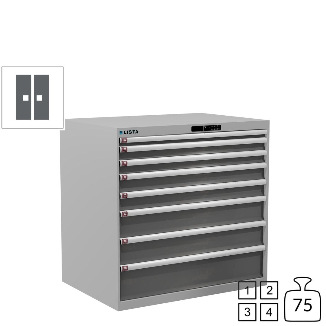 Lista Schubladenschrank - 12.541.010 - 1.000x1.023x725 mm (HxBxT) - 8 Schubladen - 200 kg - Key Lock - lichtblau (RAL 5012)