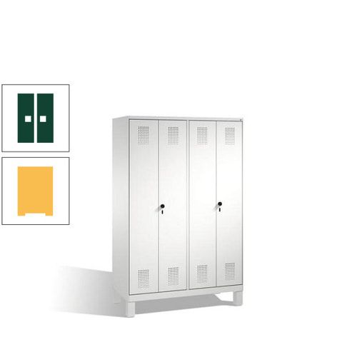 Doppel-Spind, Doppeltüren, Garderobenschrank mit Füßen, 4 Abteile a 300 mm, Korpus anthrazitgrau, Tür anthrazitgrau, 1.850 x 1.200 x 500 mm (HxBxT)