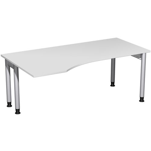 Eckschreibtisch, Ecke links, Füße einseitig verkürzt, 4-Fuß Pro, höhenverstellbar, 680-800 x 1.600 x 1.000 mm (HxBxT), Dekor Ahorn