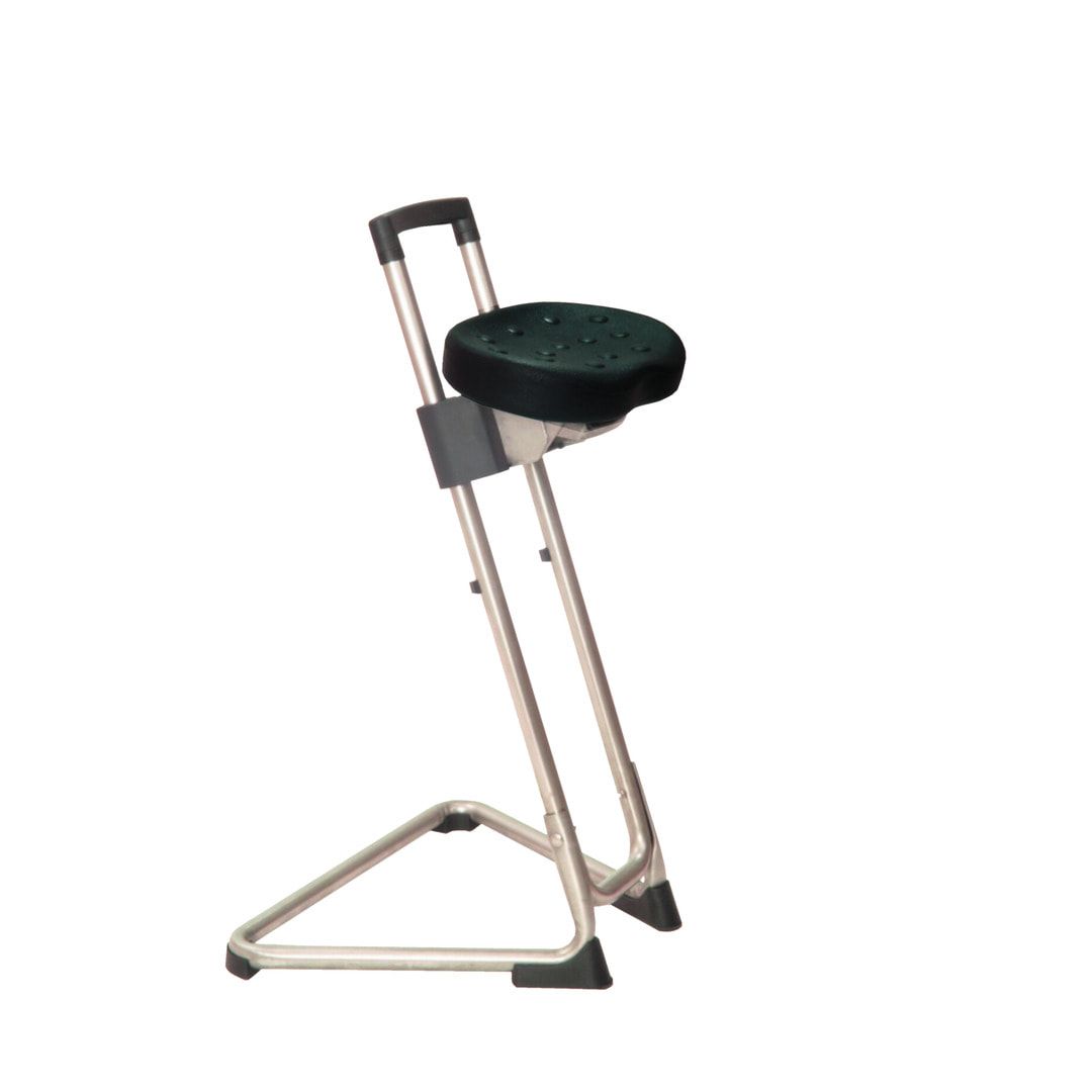 ESD Stehhilfe - antistatisch - Sitzhöhe 600 bis 850 mm - Sitz PU schwarz - Gestell Edelstahl