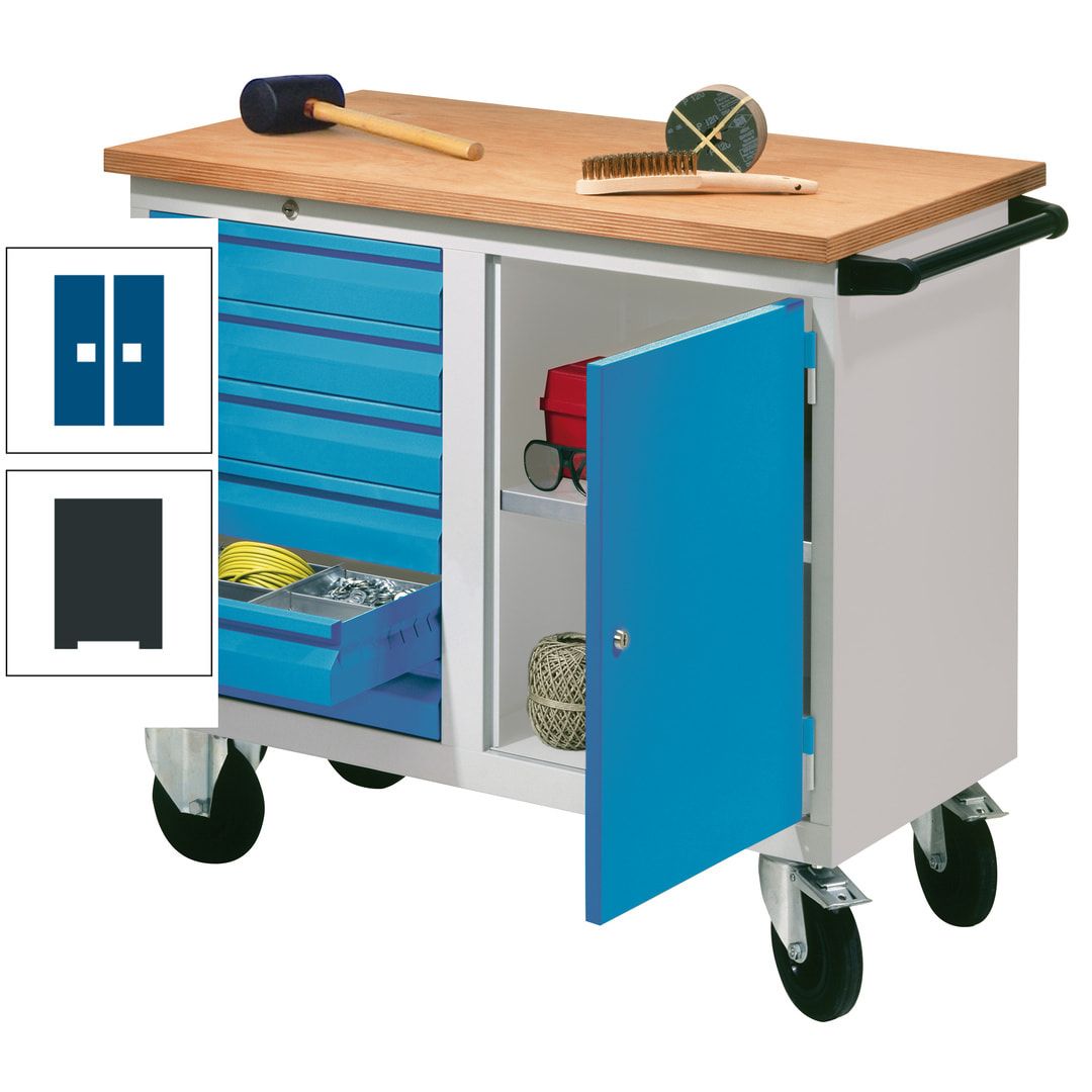 Mobile Werkbank - Werkstattwagen - 915 x 1.090 x 600 mm - 6 Schubladen und Schrankfach - anthrazitgrau