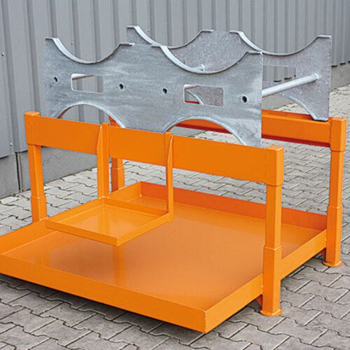 Fasspalette für Stapler, Stahl, verstärkte Auflagenkanten, Einfahrtaschen, stapelbar, 2 x 200 l, 400 x 1.200 x 680 mm(HxBxT), Farbe anthrazitgrau