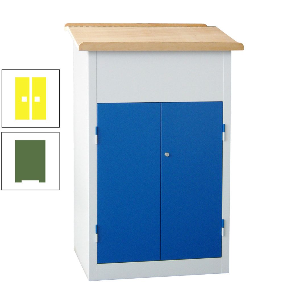 Stehpult mit Schrank - Vollblechtür - Zylinderschloss - 2 Böden - 1.200 x 700 x 600 mm (HxBxT) - anthrazitgrau