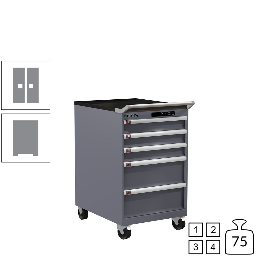 Lista Schubladenschrank - 14.397.010 - 990 x 564 x 725 mm (HxBxT) - 5 Schubladen - 75 kg - Key Lock - lichtblau (RAL 5012)