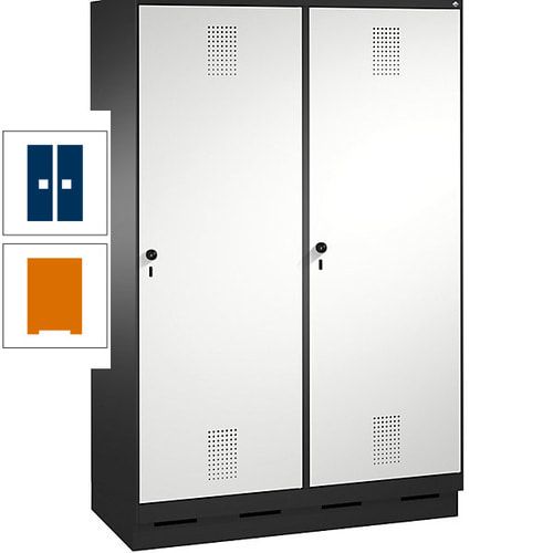 Doppel-Spind, Garderobenschrank, 2 Türen für 4 Abteile a 300 mm, Korpus anthrazitgrau, Türen anthrazitgrau, 1.800 x 1.200 x 500 mm (HxBxT)