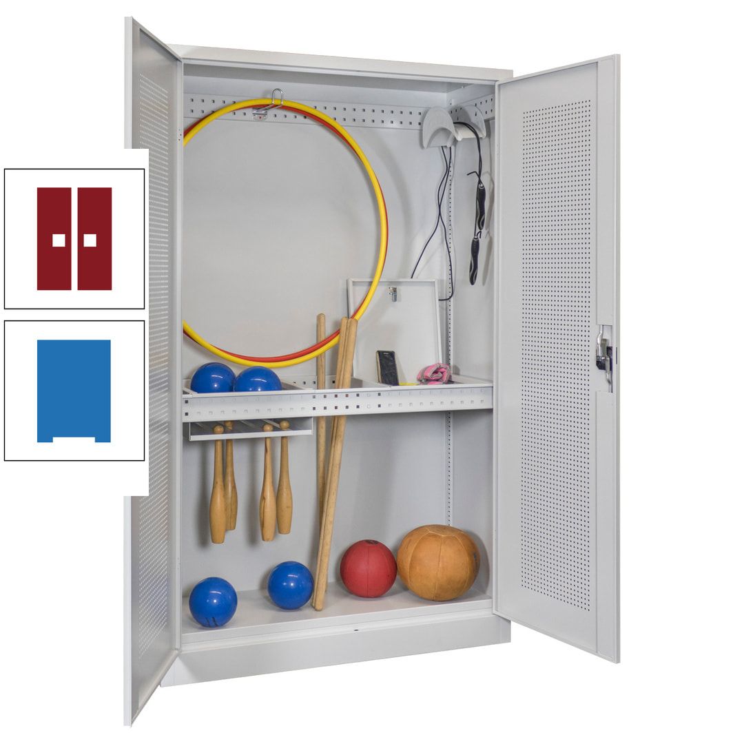 Sportschrank - Lochfeldtüren - Variante 1 - 1.950x1.200x500 mm (HxBxT) - anthrazitgrau