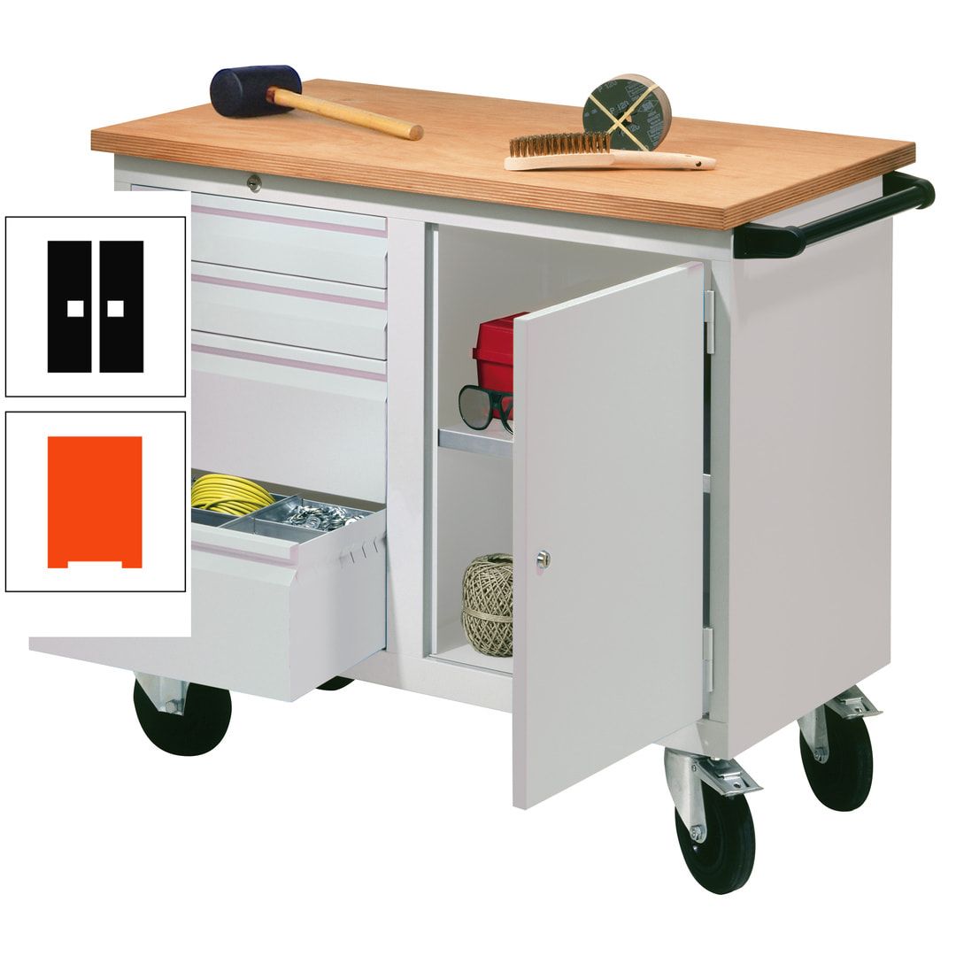 Mobile Werkbank - Werkstattwagen - 915 x 1.090 x 600 mm - 4 Schubladen und Schrankfach - anthrazitgrau