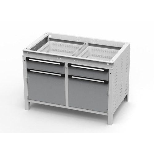 OTTOKIND Werkbank - bündige Arbeitsplatte - 850 x 1.150 x 750 mm (HxBxT) - 2 Schubladen - 2 Schränke - lichtgrau