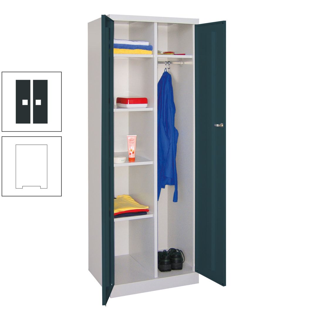 Kleiderschrank mit Sockel - Spind - 1 Abteil mit Trennwand - 1.800x600x500 mm (HxBxT) - Zylinderschloss - anthrazitgrau