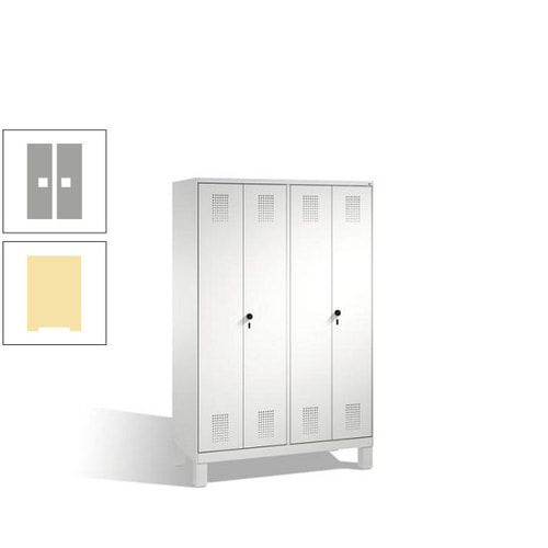 Doppel-Spind, Doppeltüren, Garderobenschrank mit Füßen, 4 Abteile a 300 mm, Korpus anthrazitgrau, Tür anthrazitgrau, 1.850 x 1.200 x 500 mm (HxBxT)