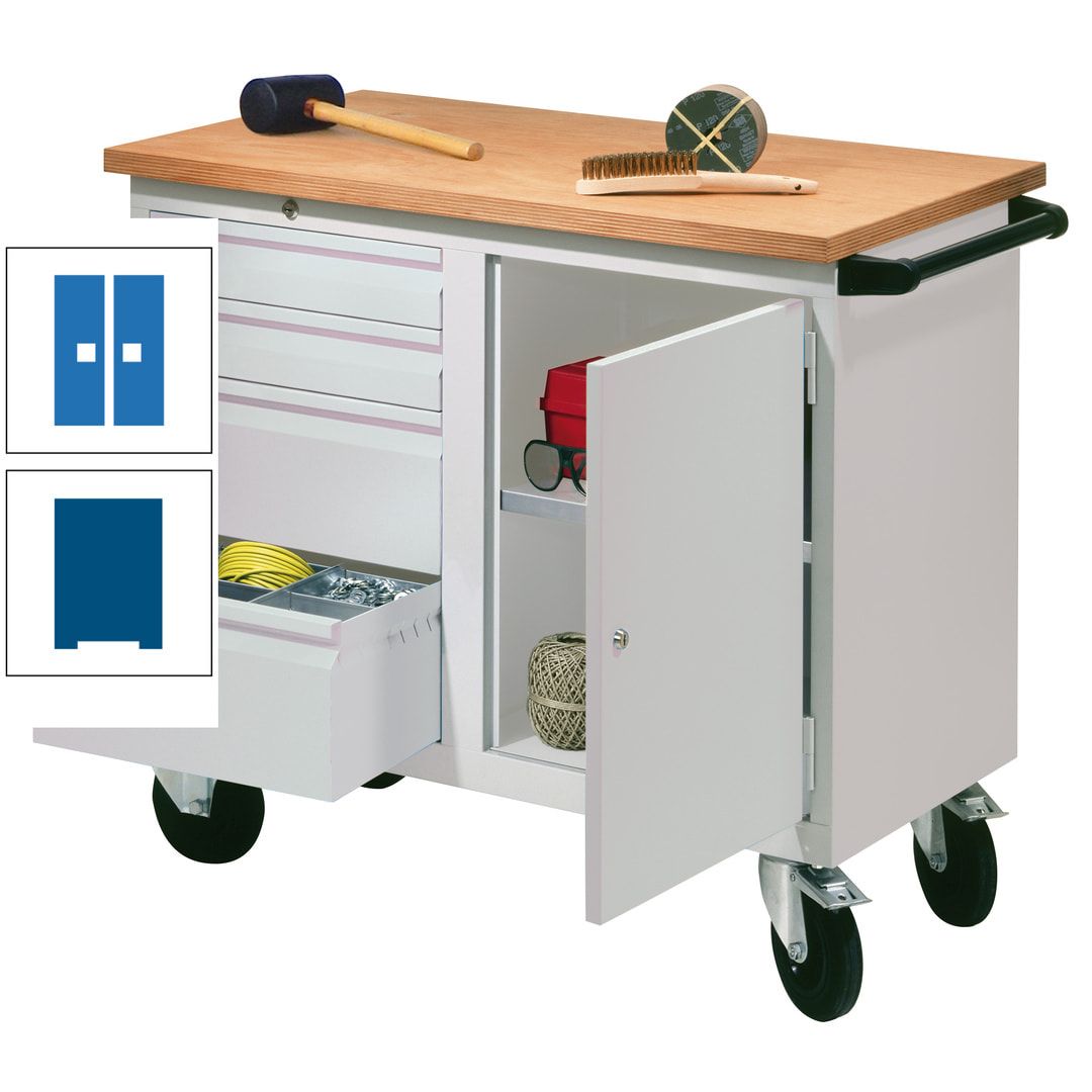 Mobile Werkbank - Werkstattwagen - 915 x 1.090 x 600 mm - 4 Schubladen und Schrankfach - anthrazitgrau