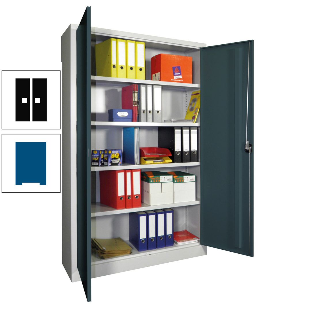 Aktenschrank - Vollblechtüren - 1.950x1.200x400 mm (HxBxT) - 4 Einlegeböden verzinkt - Zylinderschloss - anthrazitgrau
