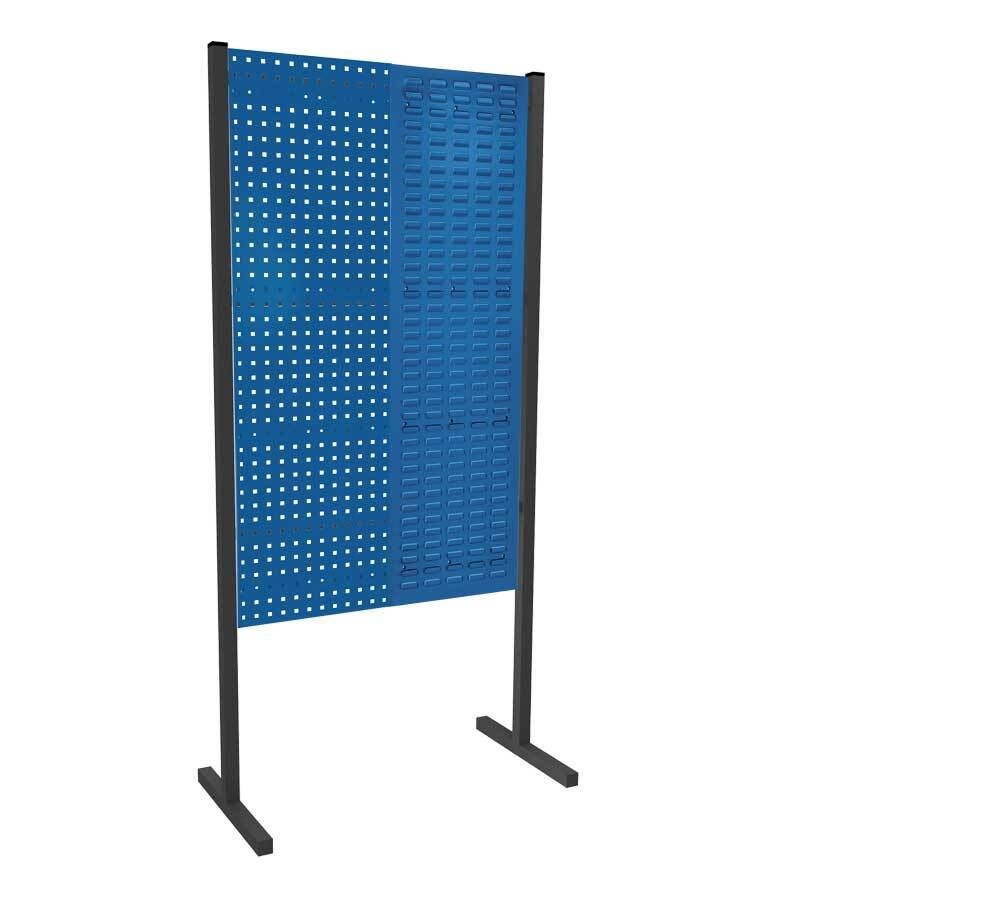 Modulare Trennwand, Werkzeugwand, Einzelfeld, 1 Loch- u. 1 Schlitzplatten, Plattenhöhe 1.500 mm, 2.000 x 1.000 mm (HxB), Anthrazit