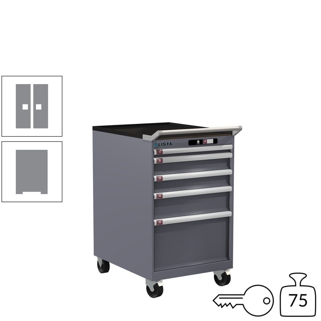 Lista Schubladenschrank - 14.374.010 - 990 x 564 x 725 mm (HxBxT) - 5 Schubladen - 75 kg - Key Lock - lichtblau (RAL 5012)