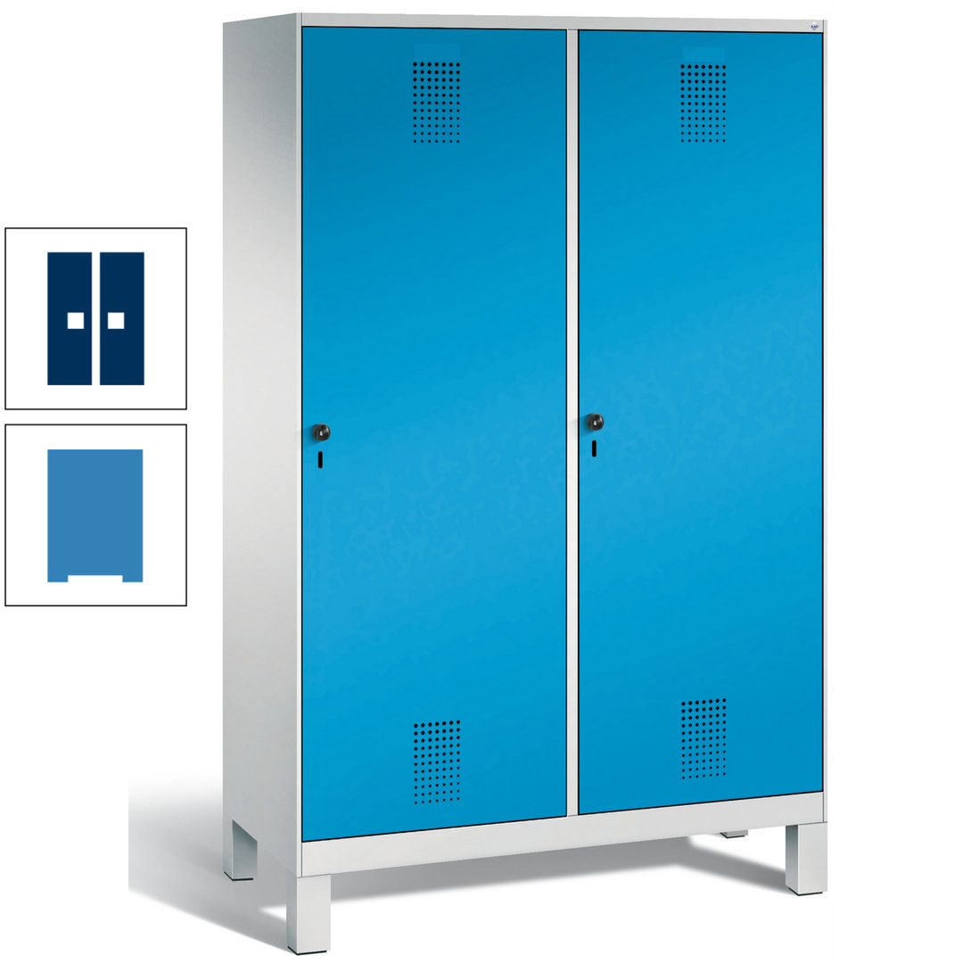 Doppel-Spind, Garderobenschrank, 2 Türen für 4 Abteile a 300 mm, Korpus anthrazitgrau, Türen anthrazitgrau, 1.850 x 1.200 x 500 mm (HxBxT)