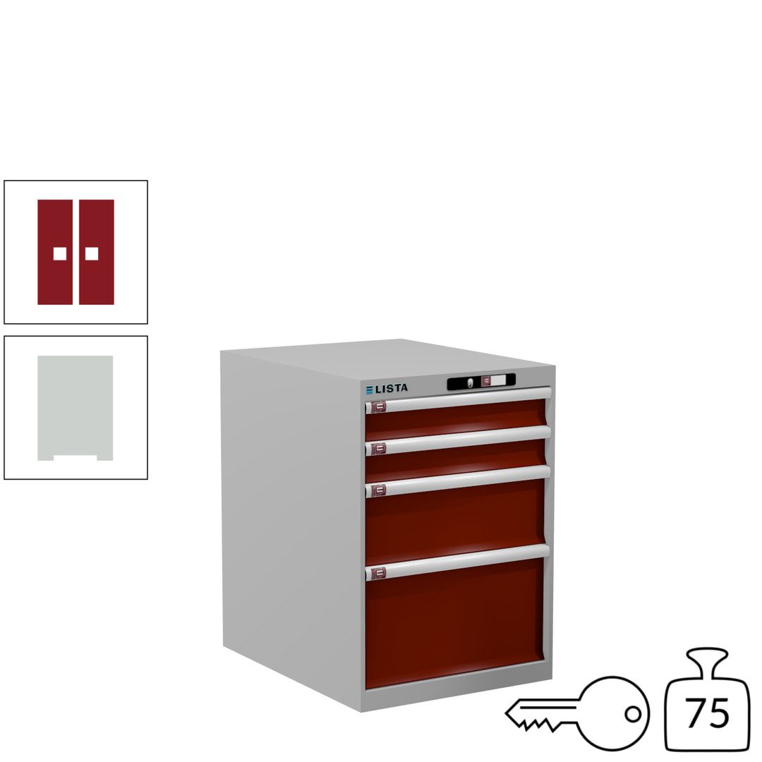 Lista Schubladenschrank - 14.371.010 - 800x564x725 mm (HxBxT) - 4 Schubladen - 75 kg - Key Lock - lichtblau (RAL 5012)