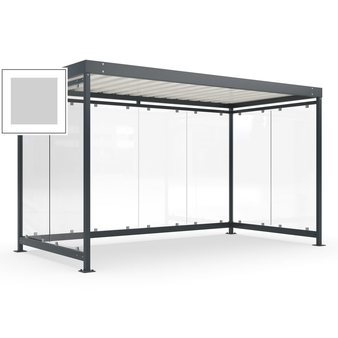 Fahrradunterstand, Fahrgastunterstand, Bushaltestelle, Bausatz, 12-13 Personen, 2.510 x 4.195 x 2.165 mm (HxBxT), 8 Wände, Achatgrau