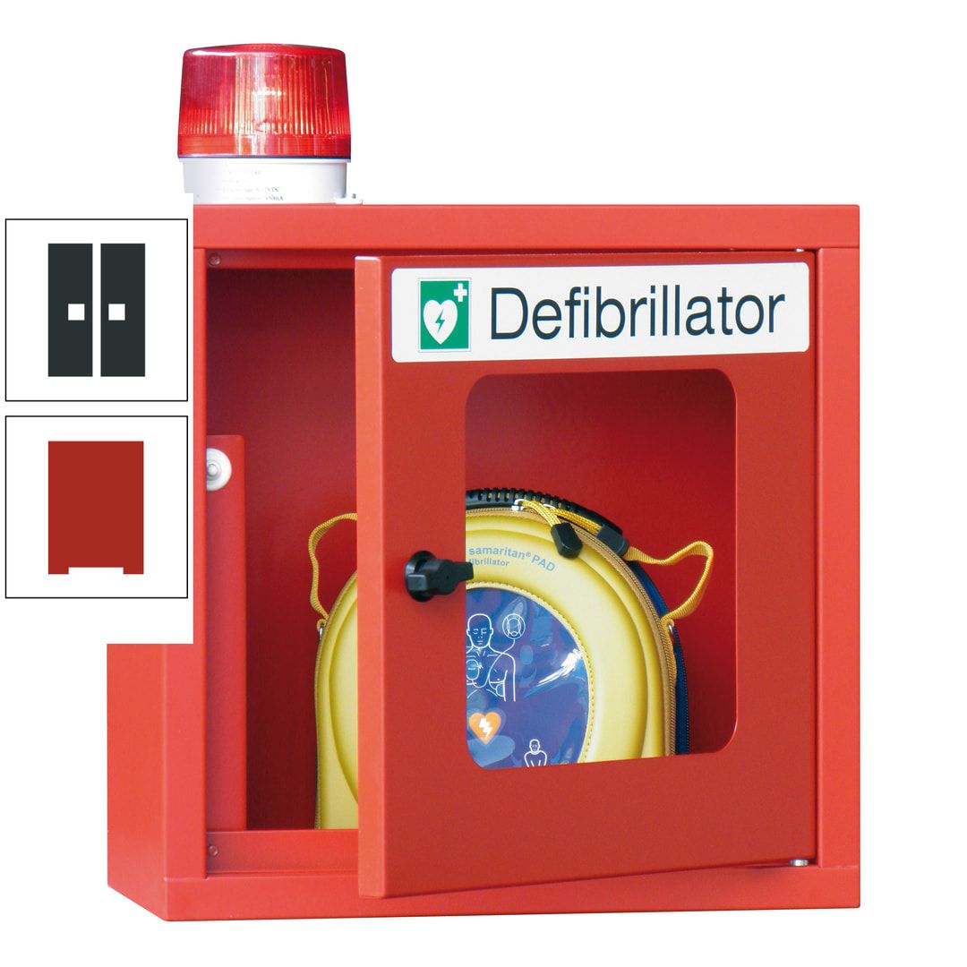 Defibrillatorenschrank mit akustischem und optischem Alarm - 490 x 400 x 200 mm (HxBxT) - Sichtfenster - anthrazitgrau