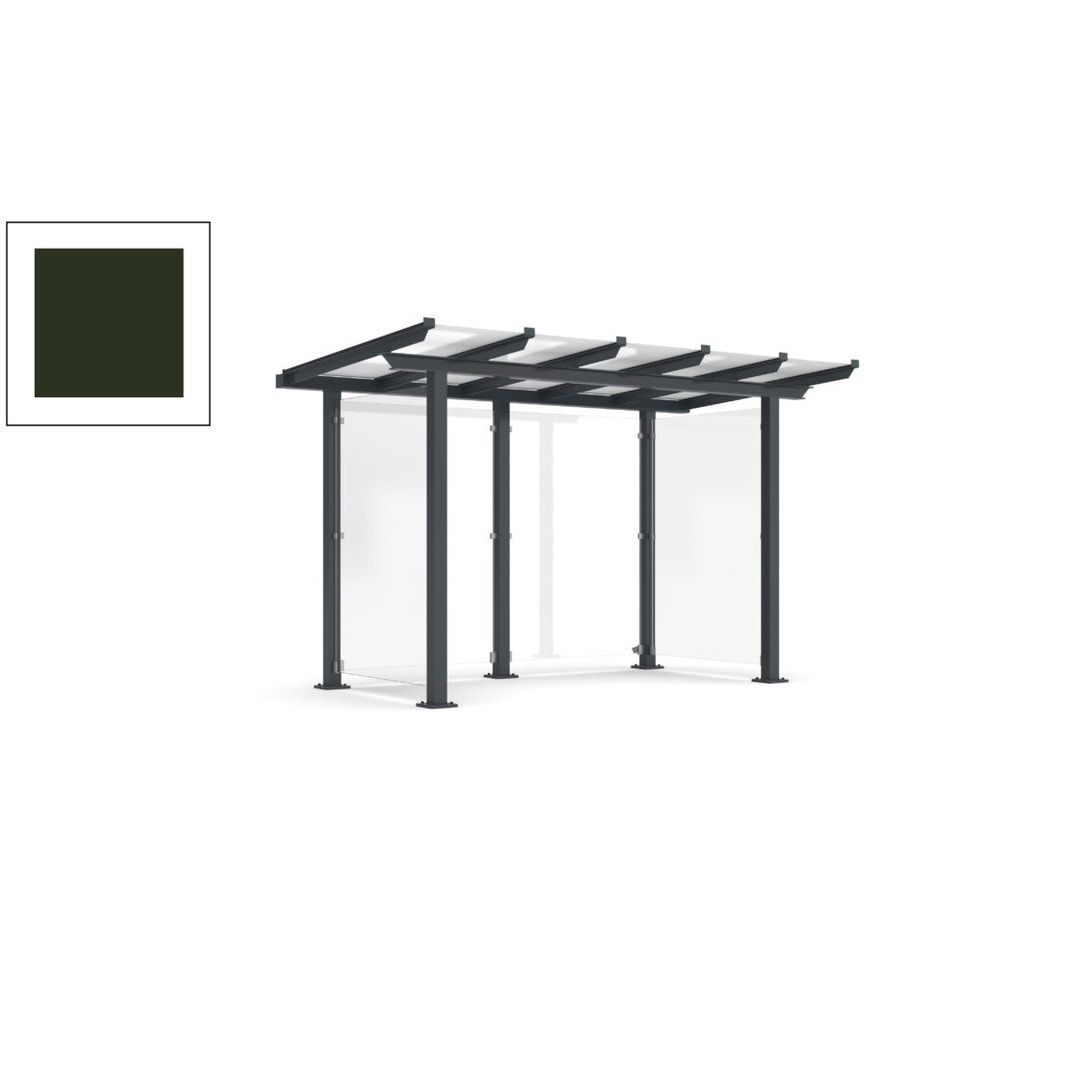 Unterstand mit Pultdach und Sicherheitsglas - feuerverzinkt und farbbeschichtet - 2.435 x 3.850 x 2.090 (HxBxT) - Farbe Achatgrau
